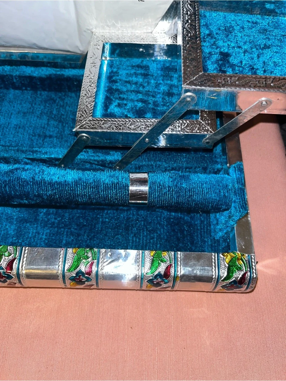 Handpainted Peacock Decorative Metal Box - Multicolor